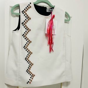 Brand NEW WITH TAGS MSGM Milano Beaded White Top. Limited edition